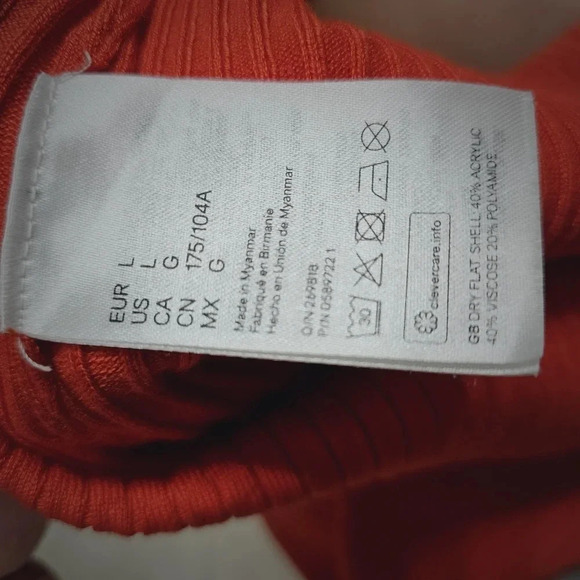 H&M V neck Top  Knit Short Carrot Size M - Picture 3 of 5